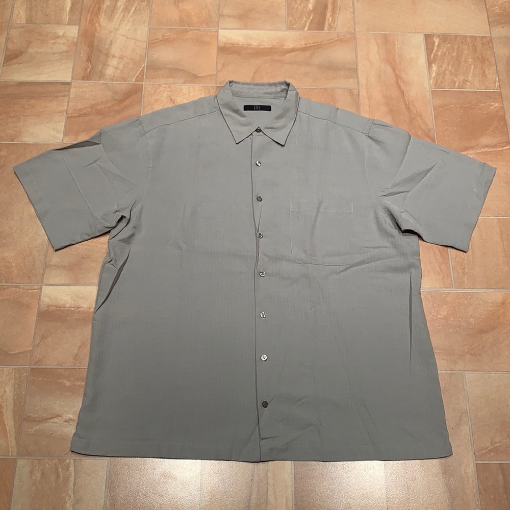 H&H Men's Light Gray Short Sleeve Casual Button Down Shirt